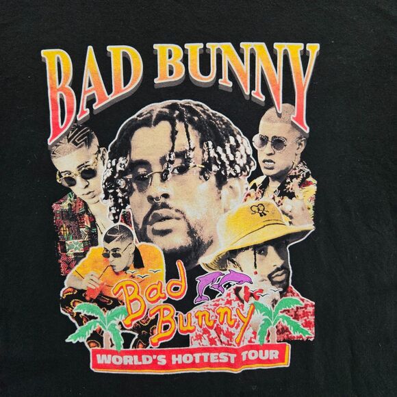 Bad Bunny T-Shirt Mens Large Black 2022 Tour Merch Tee Short Sleeve - Picture 2 of 8